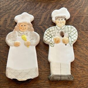 Vintage Les Artisans Ceramic Chef Figurine Spoon Rests